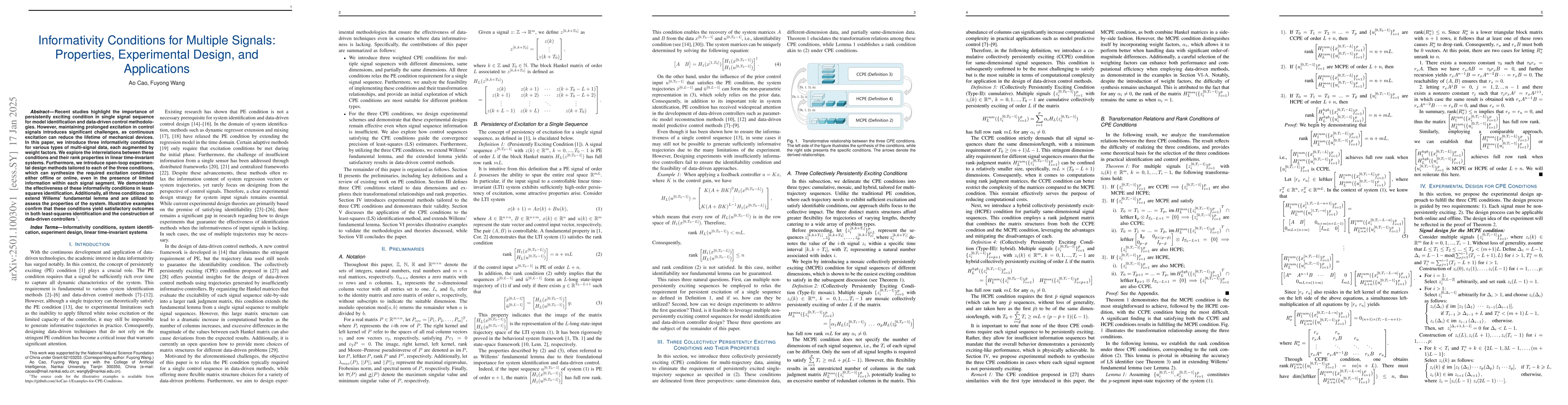 Thumbnail for Informativity Conditions for Multiple Signals: Properties, Experimental
  Design, and Applications