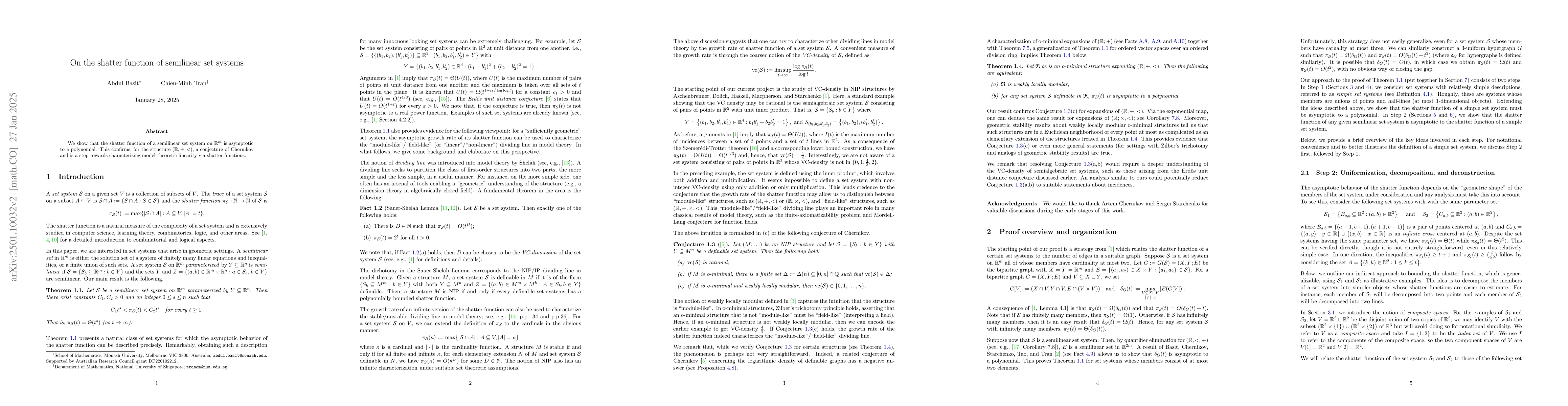 Thumbnail for On the shatter function of semilinear set systems