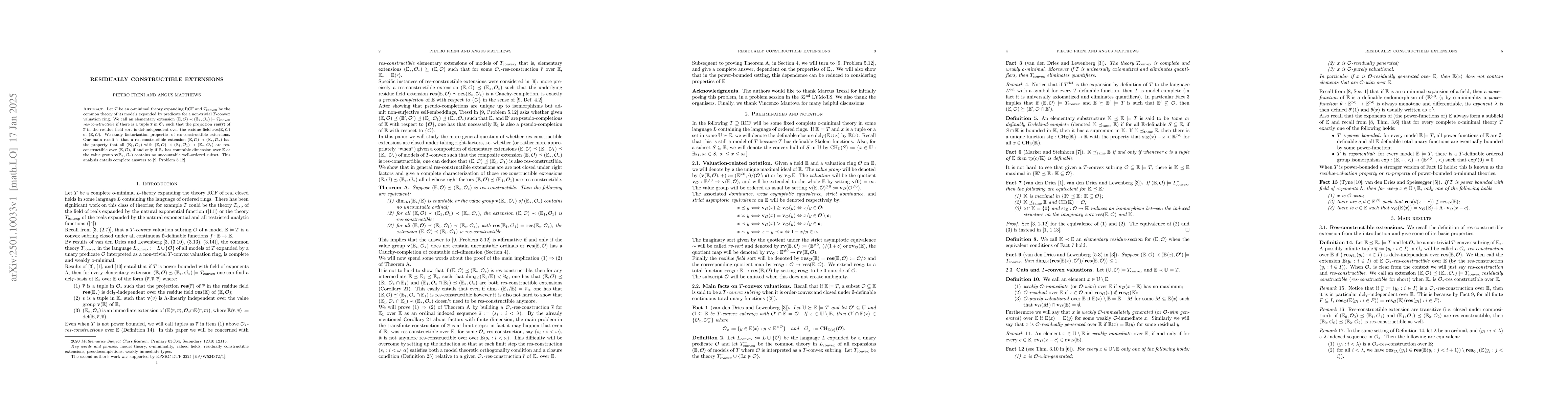 Thumbnail for Residually Constructible Extensions