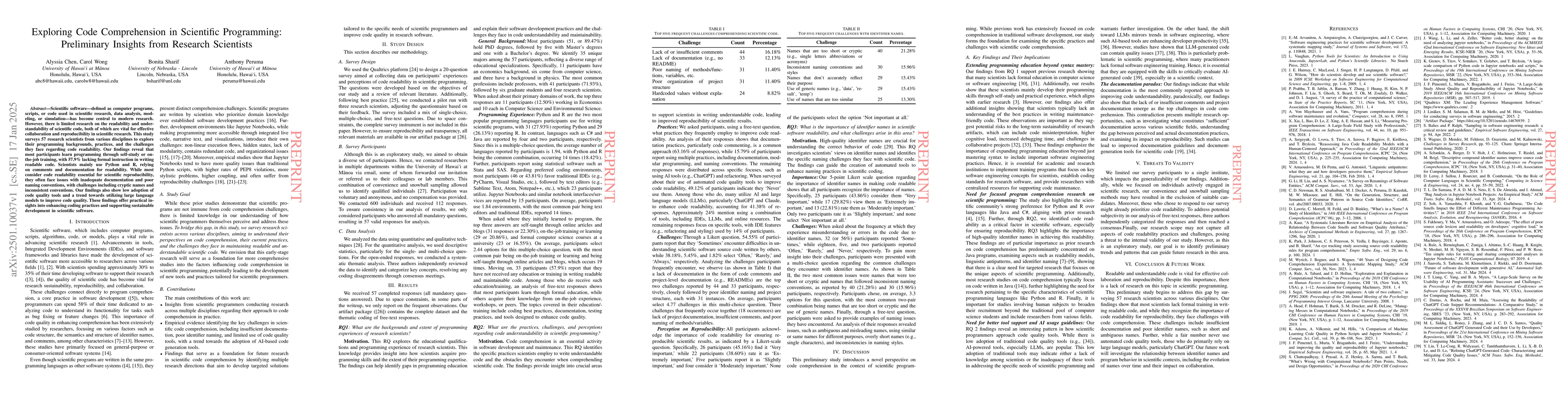 Thumbnail for Exploring Code Comprehension in Scientific Programming: Preliminary
  Insights from Research Scientists