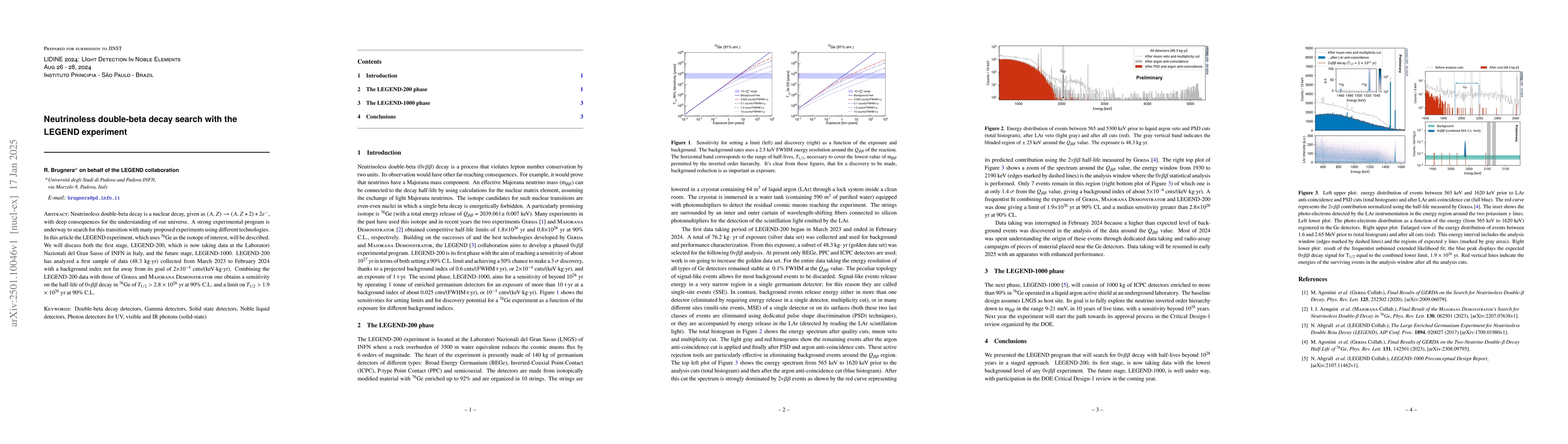 Thumbnail for Neutrinoless double-beta decay search with the LEGEND experiment