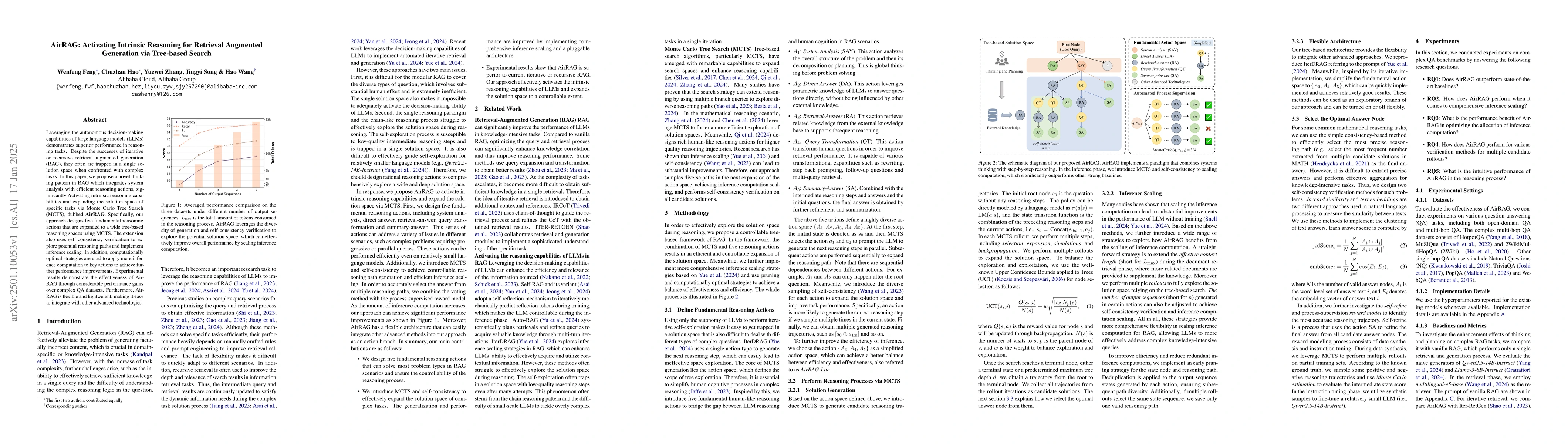 Thumbnail for AirRAG: Activating Intrinsic Reasoning for Retrieval Augmented
  Generation via Tree-based Search