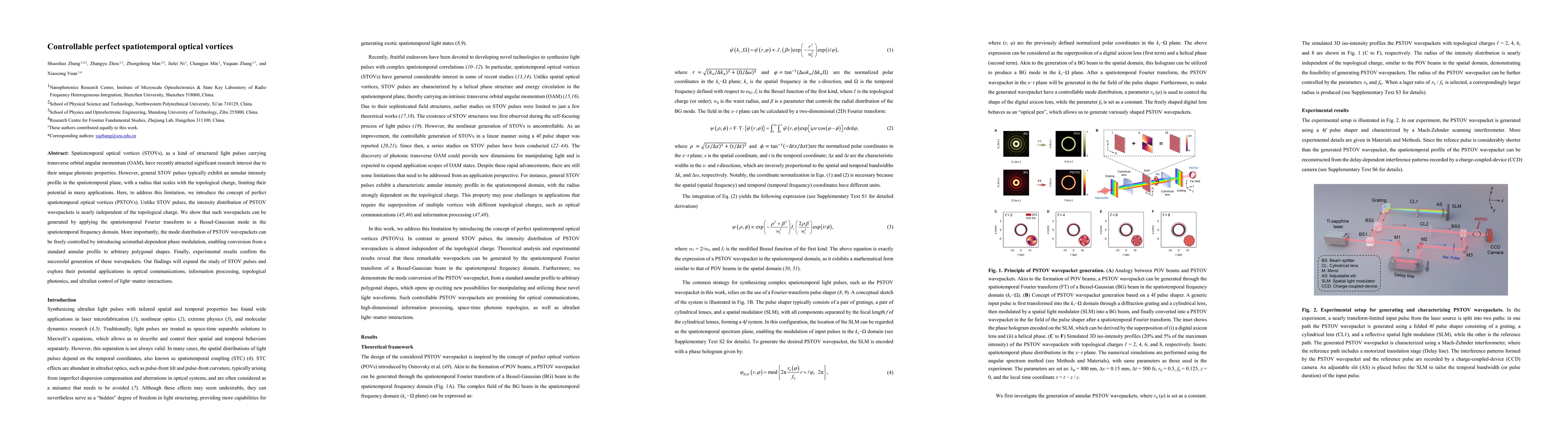 Thumbnail for Controllable perfect spatiotemporal optical vortices