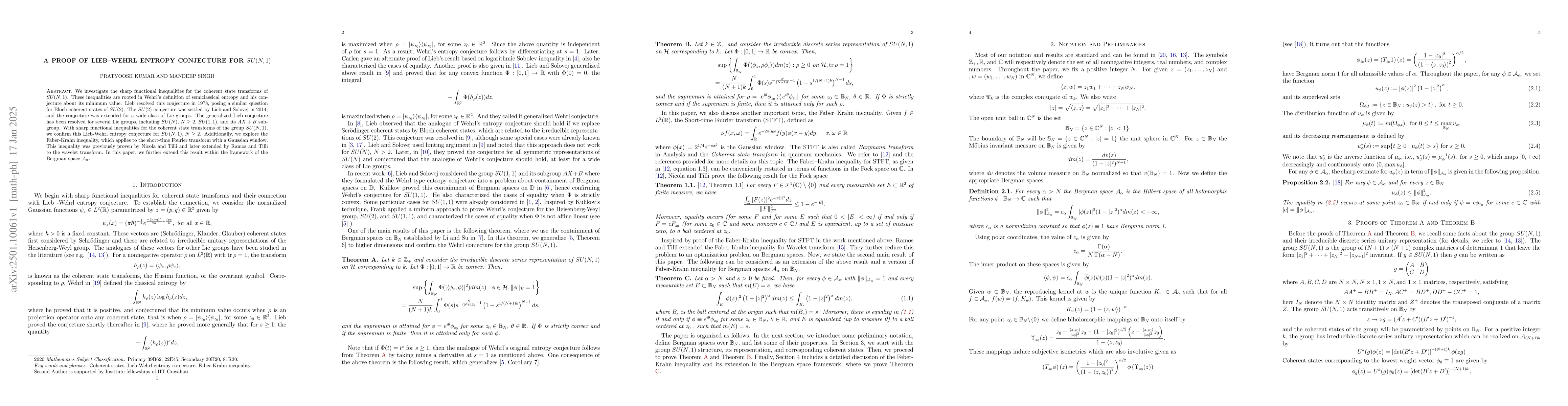 Thumbnail for A Proof of Lieb--Wehrl Entropy conjecture for $SU(N,1)$