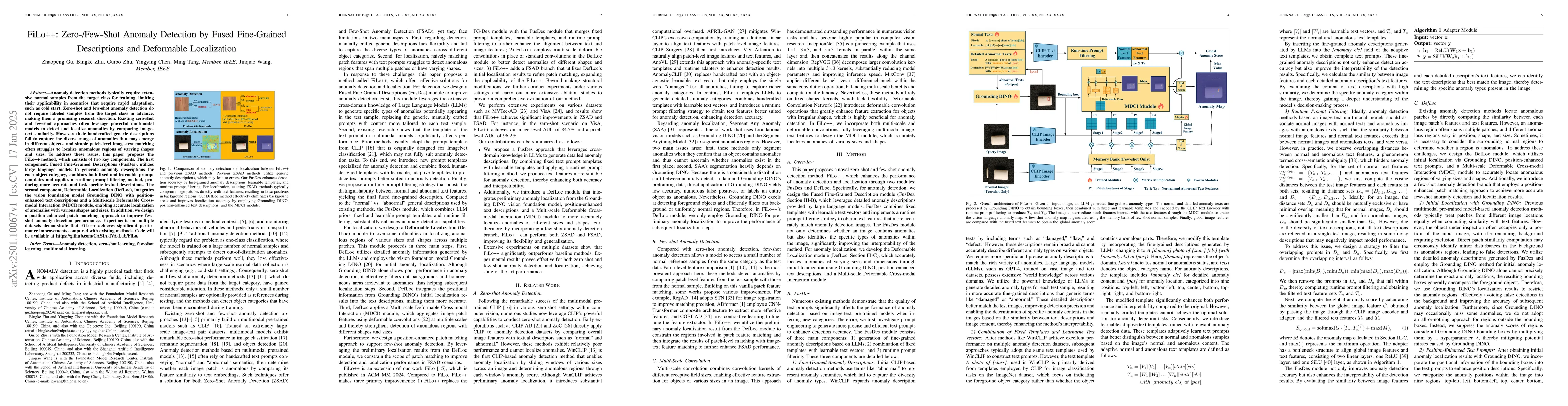Thumbnail for FiLo++: Zero-/Few-Shot Anomaly Detection by Fused Fine-Grained
  Descriptions and Deformable Localization