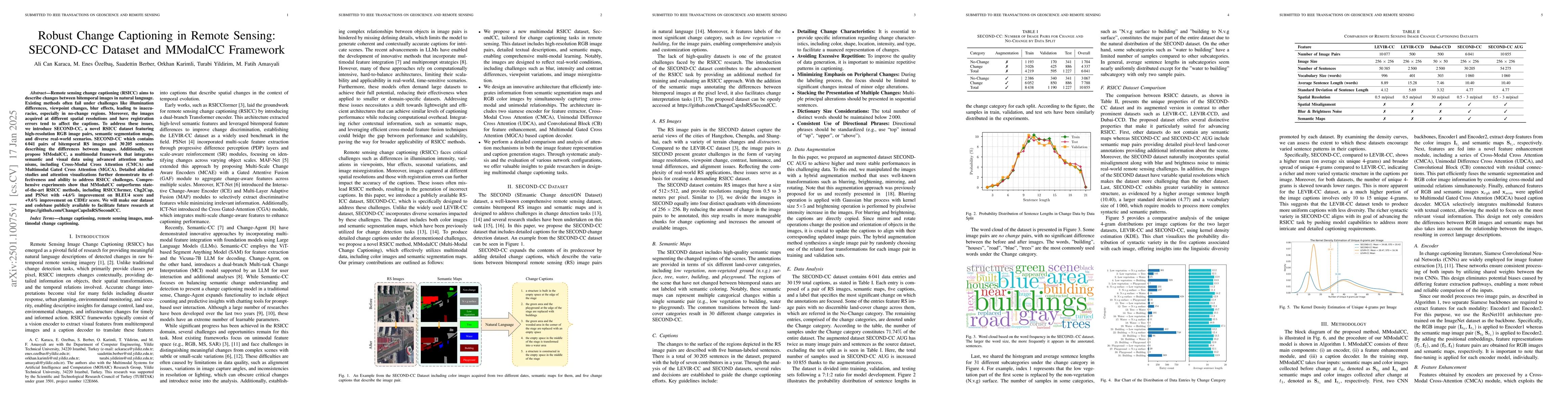 Thumbnail for Robust Change Captioning in Remote Sensing: SECOND-CC Dataset and
  MModalCC Framework