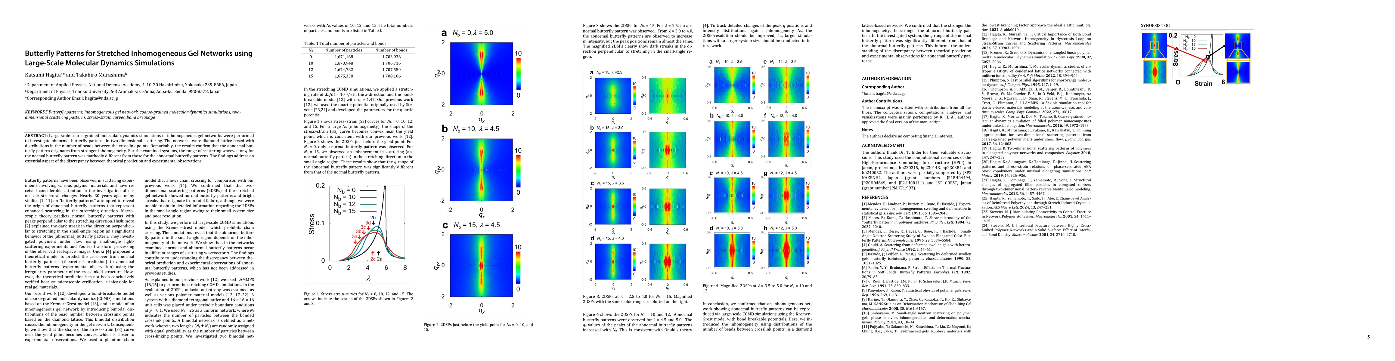Thumbnail for Butterfly Patterns for Stretched Inhomogeneous Gel Networks using
  Large-Scale Molecular Dynamics Simulations