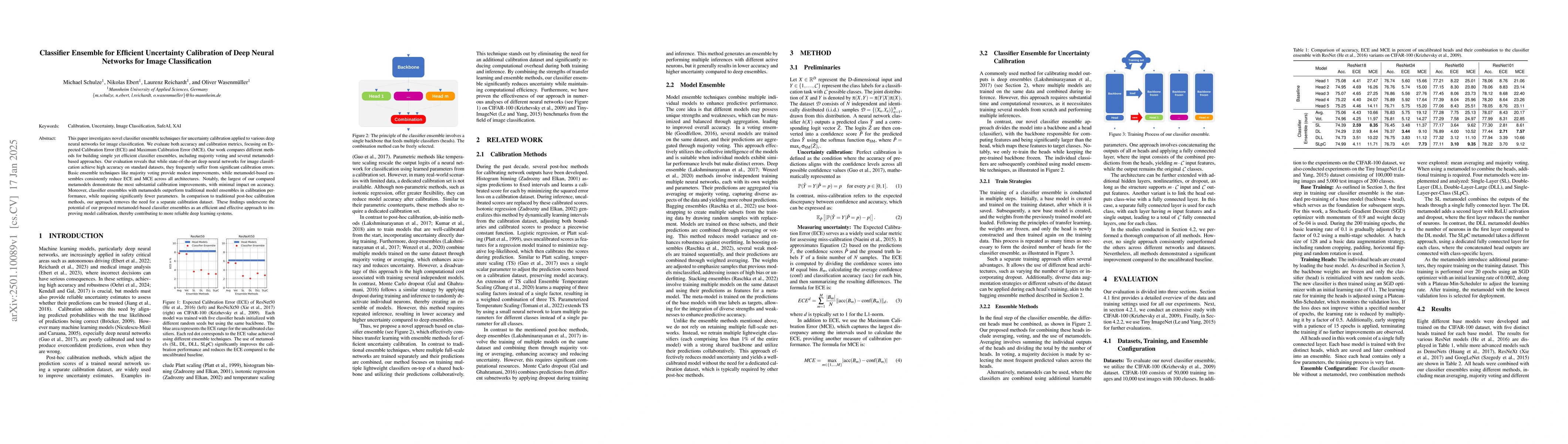 Thumbnail for Classifier Ensemble for Efficient Uncertainty Calibration of Deep Neural
  Networks for Image Classification