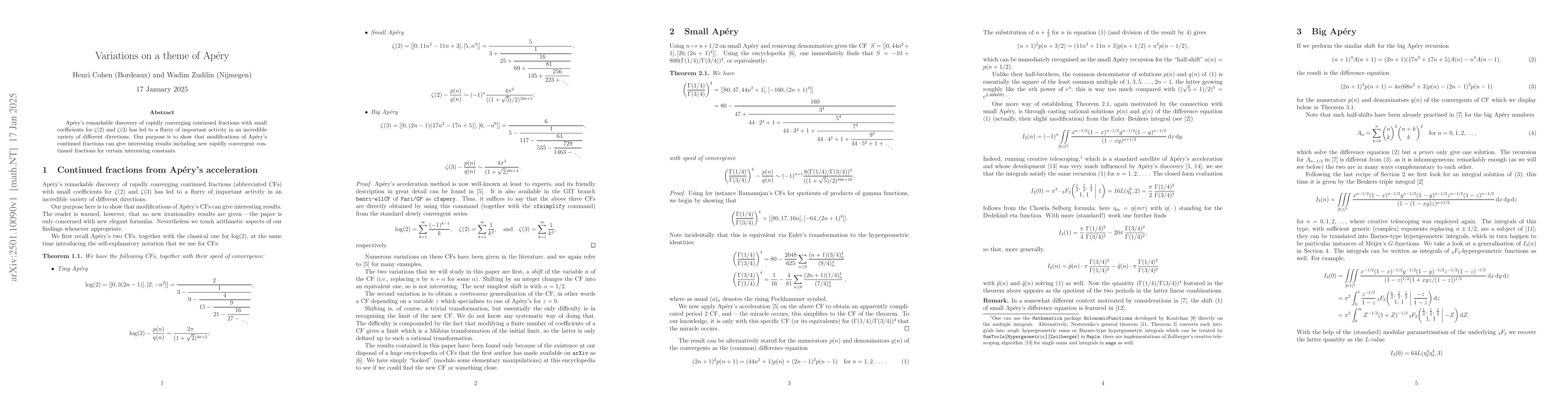 Thumbnail for Variations on a theme of Apéry