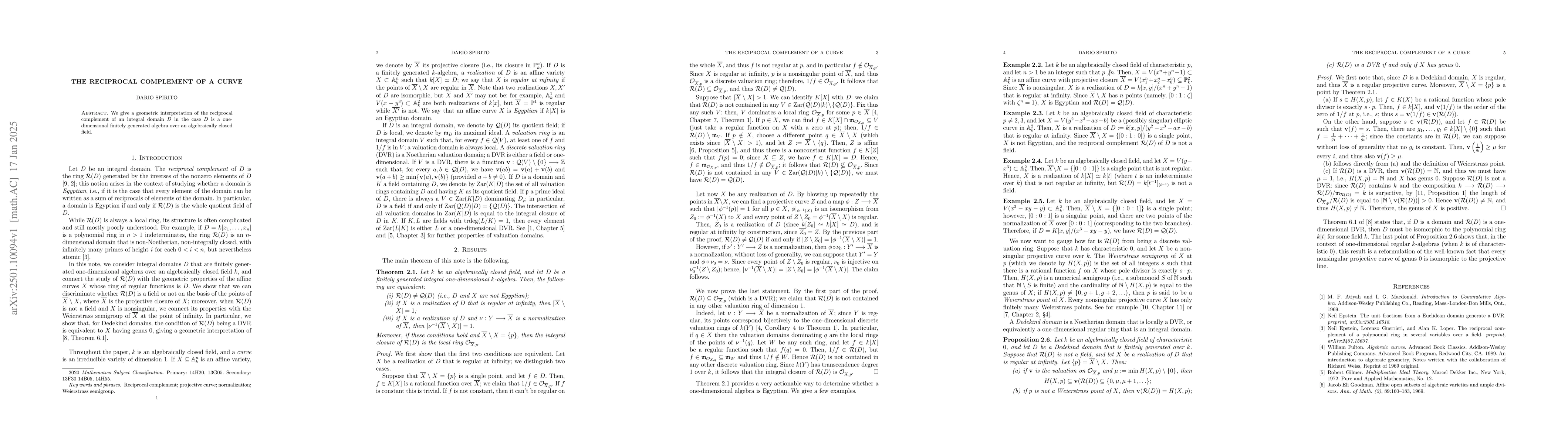 Thumbnail for The reciprocal complement of a curve