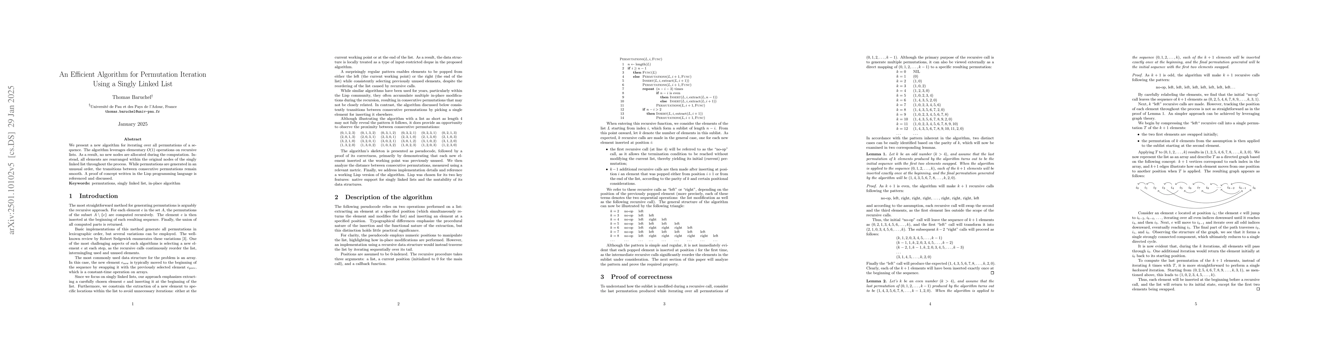 Thumbnail for An Efficient Algorithm for Permutation Iteration Using a Singly Linked
  List