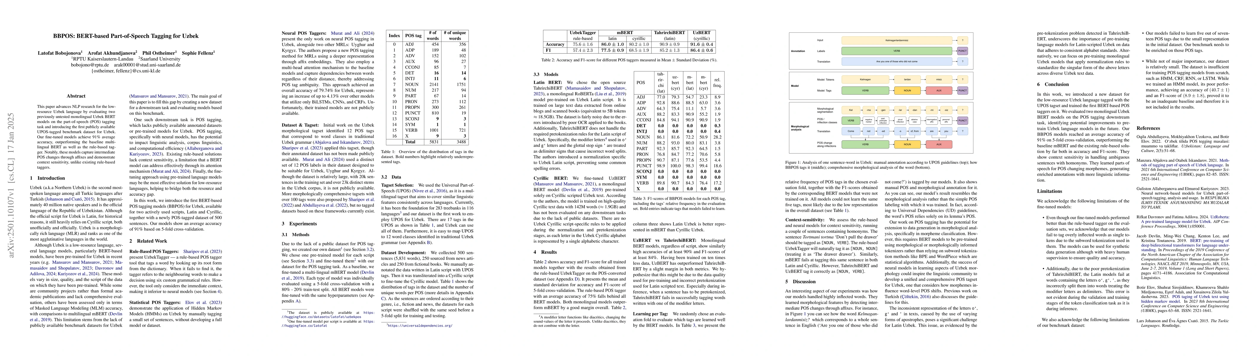 Thumbnail for BBPOS: BERT-based Part-of-Speech Tagging for Uzbek