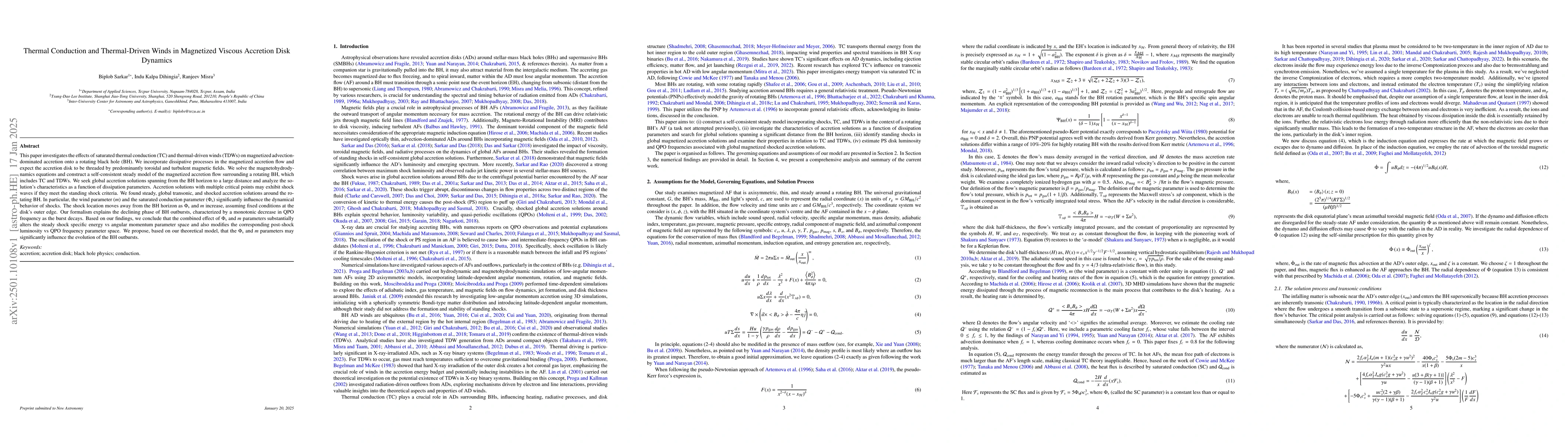 Thumbnail for Thermal Conduction and Thermal-Driven Winds in Magnetized Viscous
  Accretion Disk Dynamics