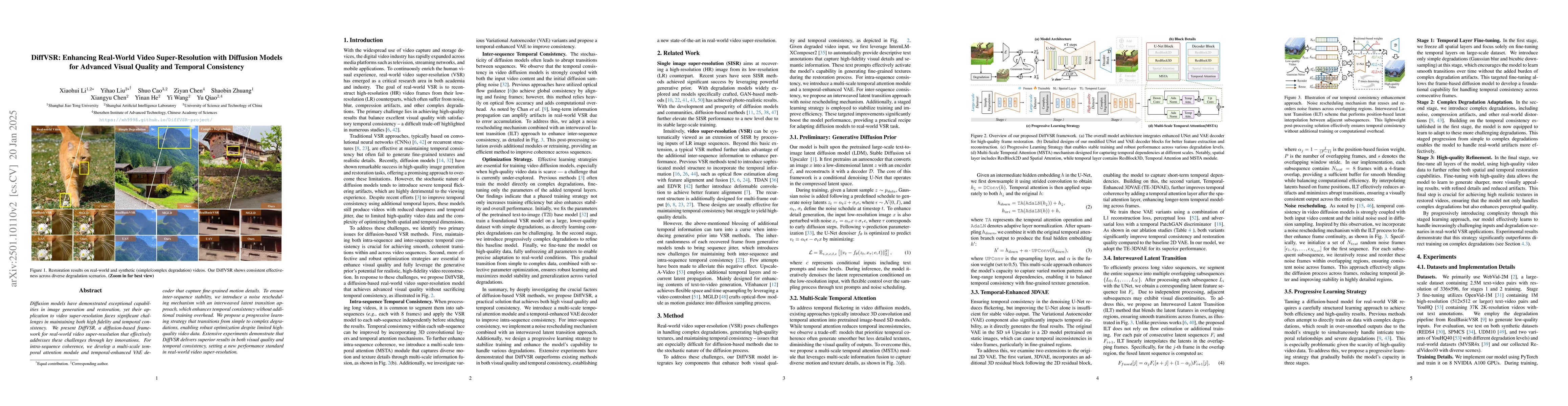 Thumbnail for DiffVSR: Enhancing Real-World Video Super-Resolution with Diffusion
  Models for Advanced Visual Quality and Temporal Consistency