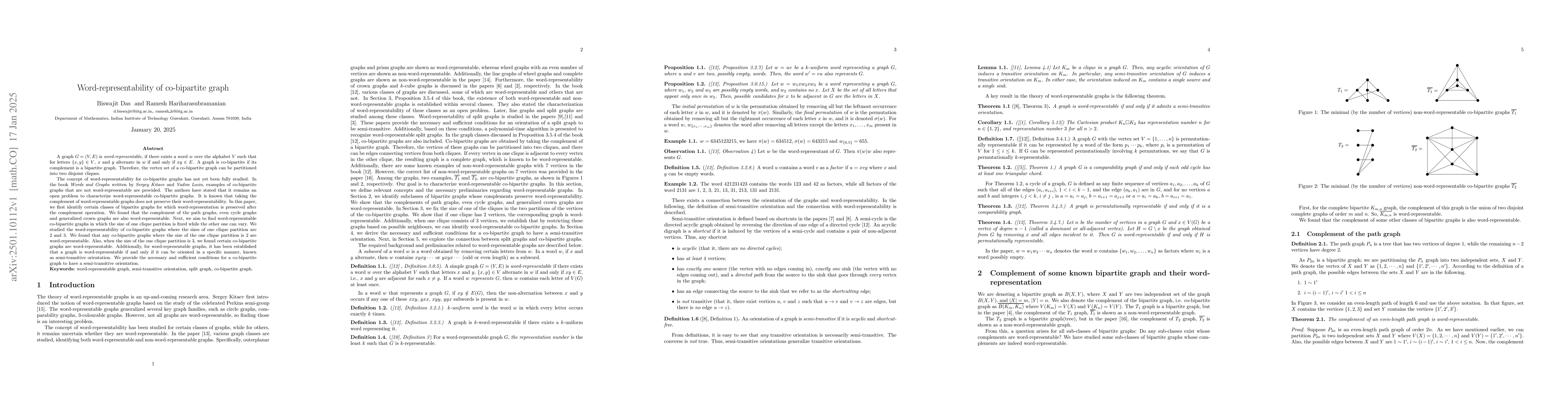 Thumbnail for Word-representability of co-bipartite graph