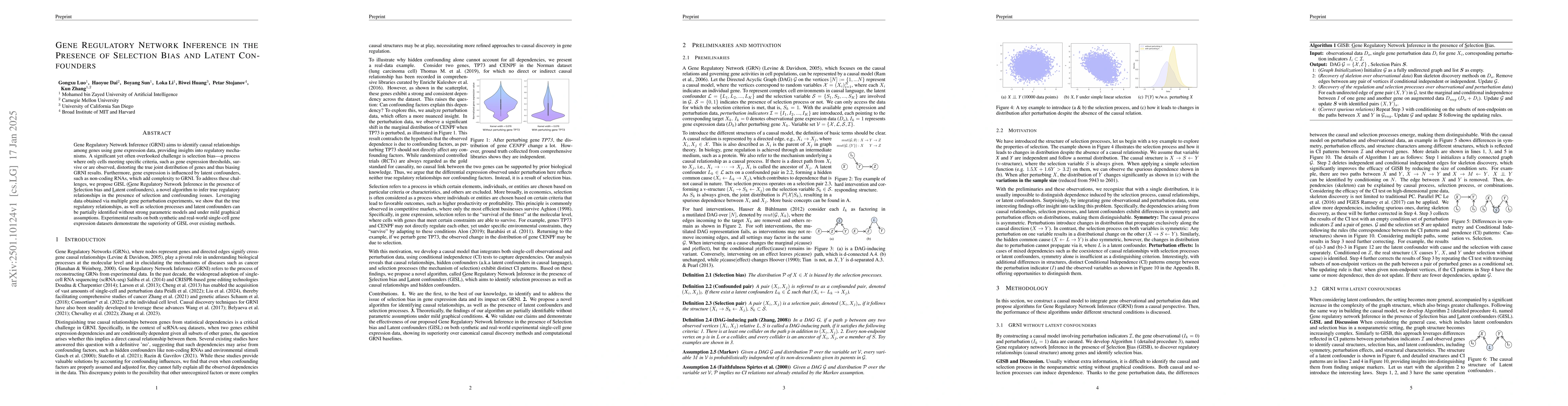 Thumbnail for Gene Regulatory Network Inference in the Presence of Selection Bias and
  Latent Confounders