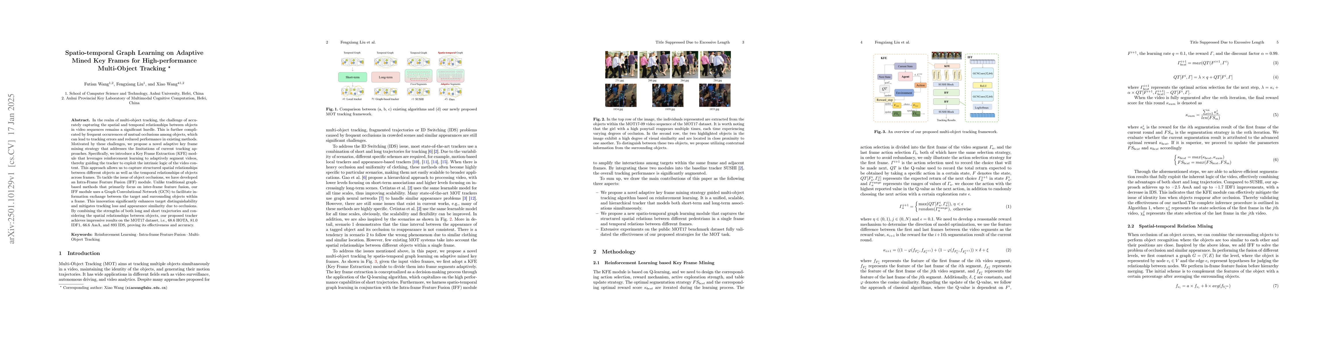 Thumbnail for Spatio-temporal Graph Learning on Adaptive Mined Key Frames for
  High-performance Multi-Object Tracking