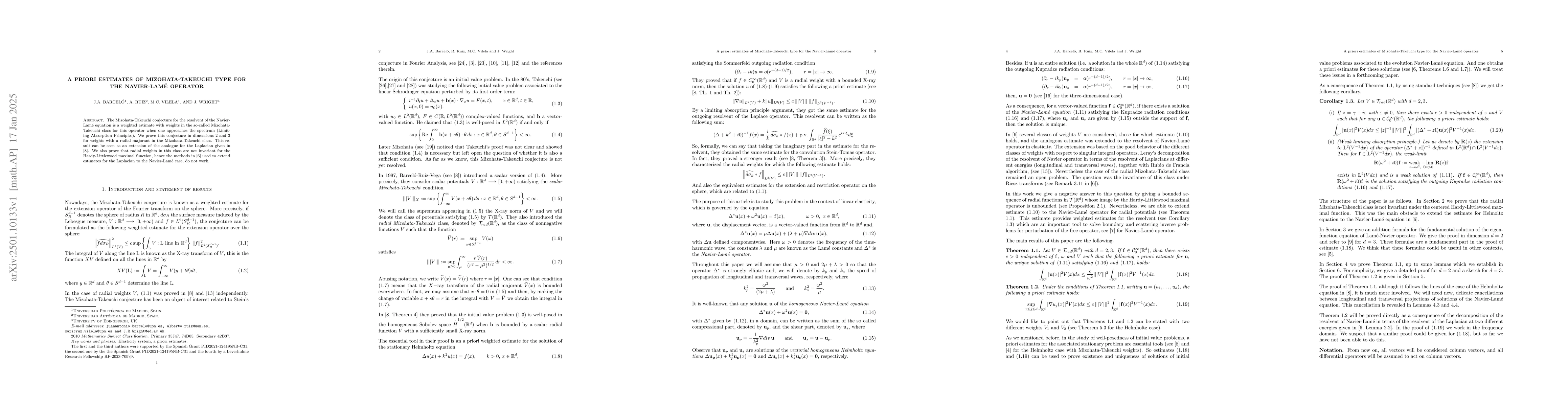 Thumbnail for A priori estimates of Mizohata-Takeuchi type for the Navier-Lamé
  operator