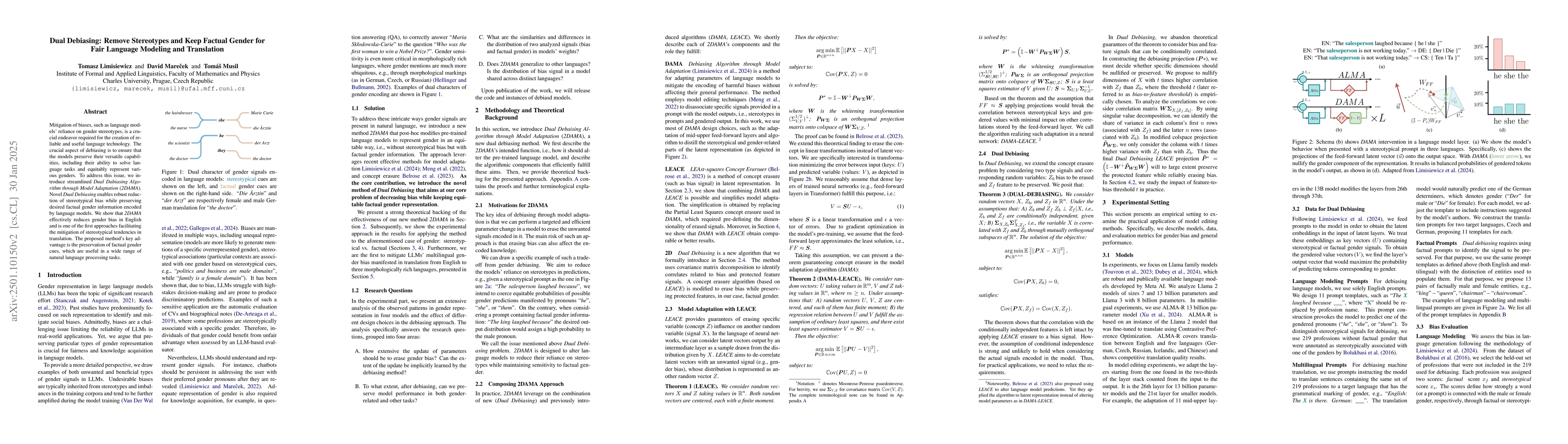 Thumbnail for Dual Debiasing: Remove Stereotypes and Keep Factual Gender for Fair
  Language Modeling and Translation