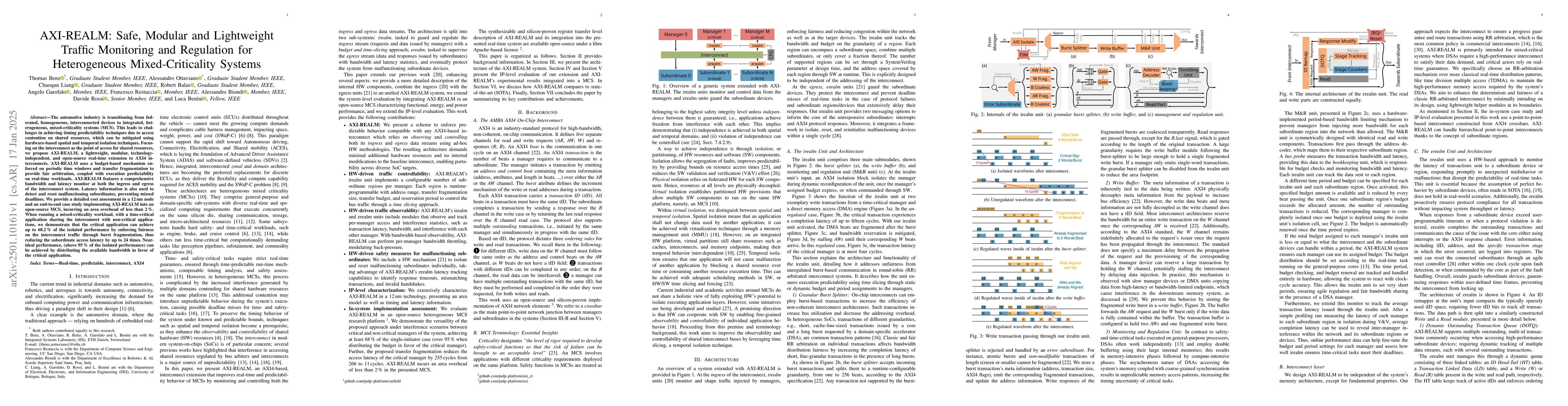 Thumbnail for AXI-REALM: Safe, Modular and Lightweight Traffic Monitoring and
  Regulation for Heterogeneous Mixed-Criticality Systems