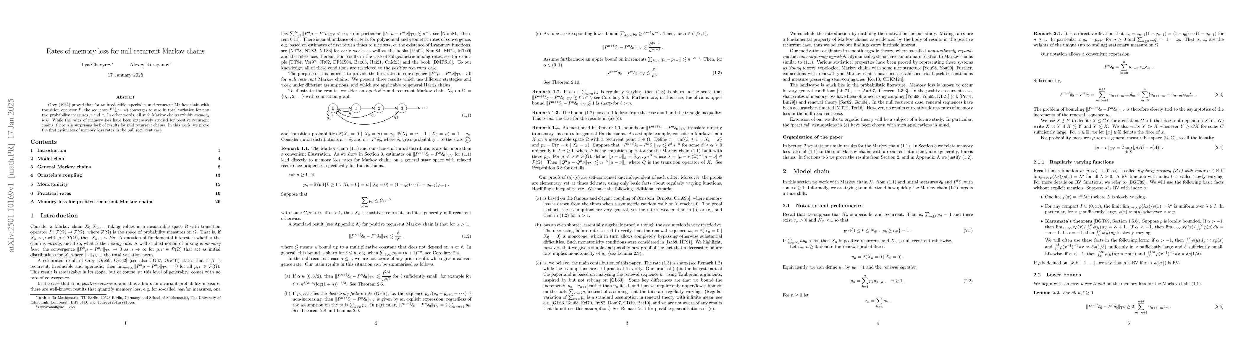 Thumbnail for Rates of memory loss for null recurrent Markov chains