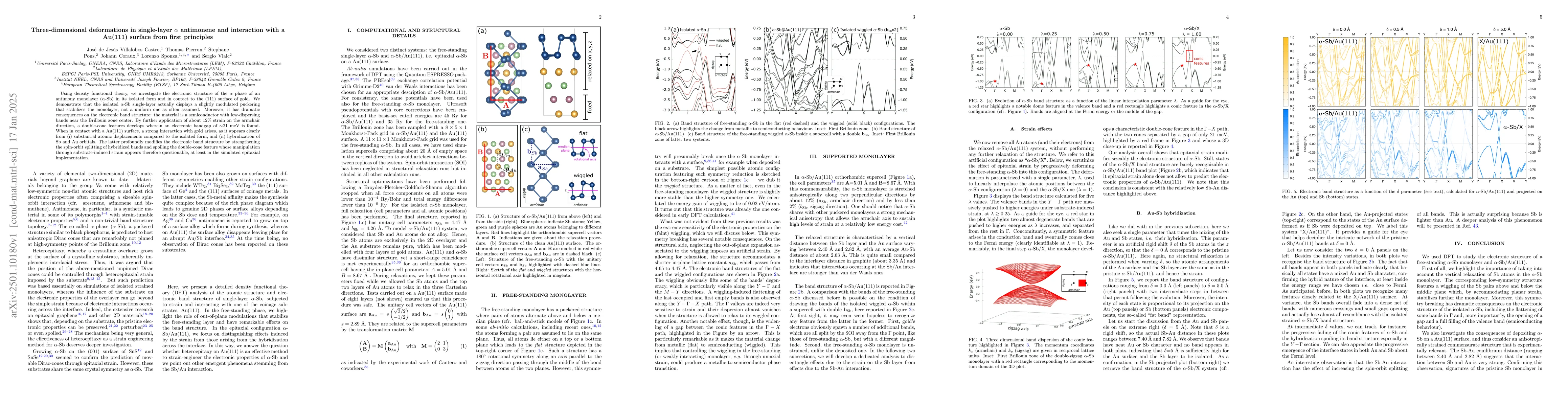 Thumbnail for Three-dimensional deformations in single-layer $α$ antimonene and
  interaction with a Au(111) surface from first principles
