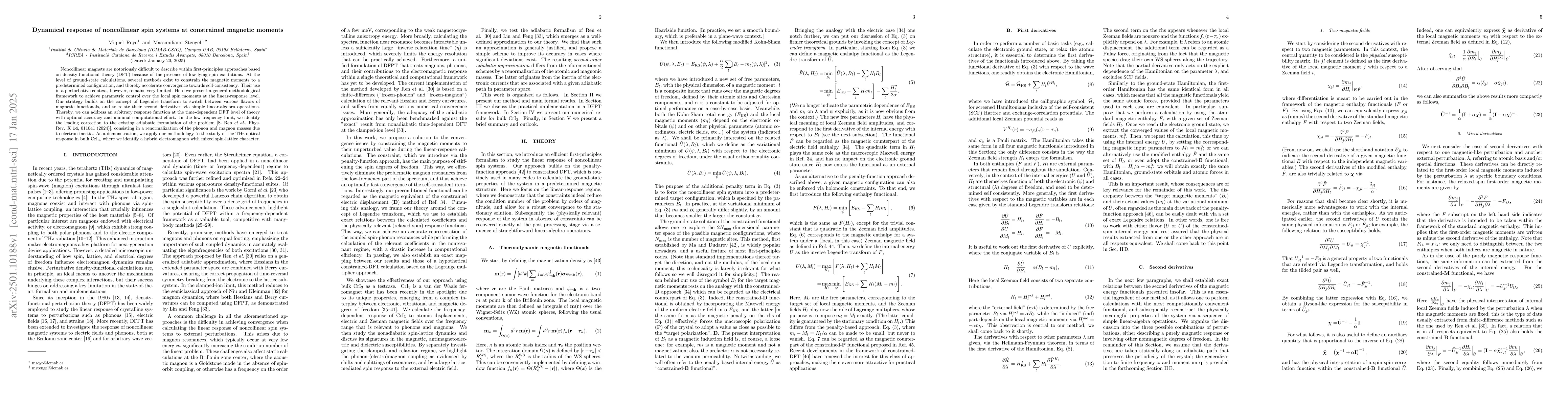 Thumbnail for Dynamical response of noncollinear spin systems at constrained magnetic
  moments