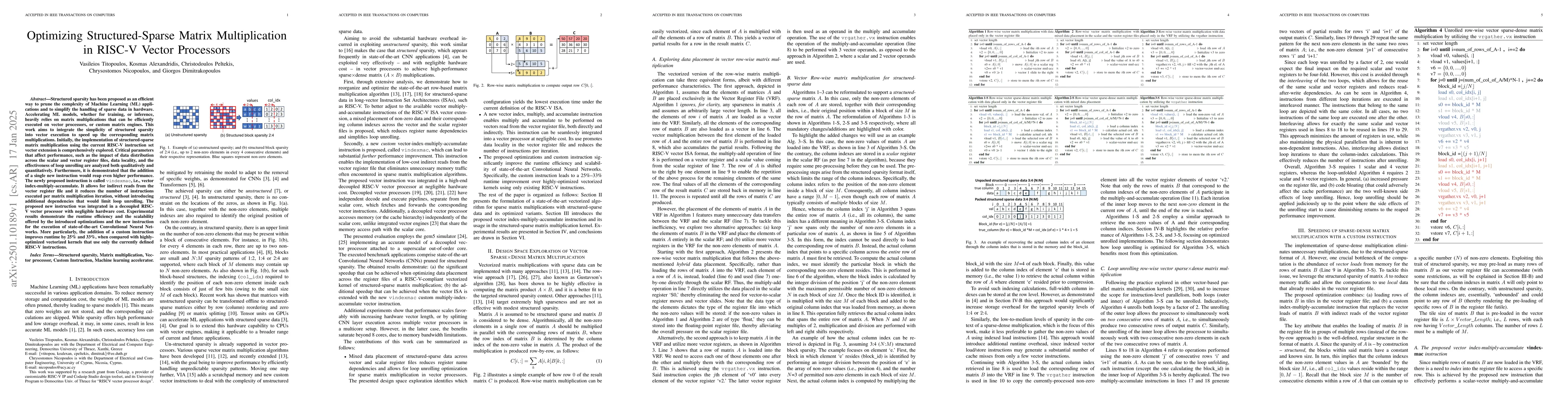Thumbnail for Optimizing Structured-Sparse Matrix Multiplication in RISC-V Vector
  Processors