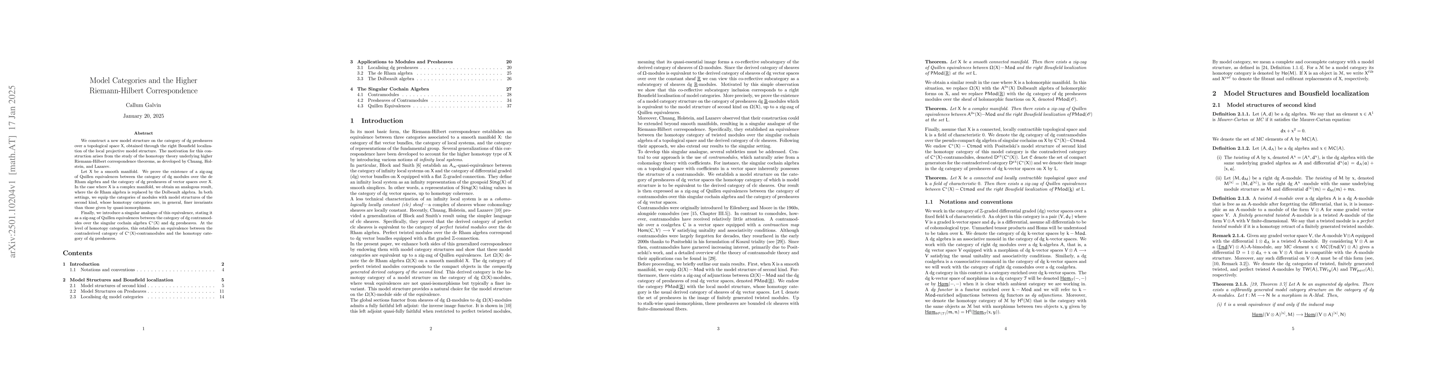 Thumbnail for Model Categories and the Higher Riemann-Hilbert Correspondence