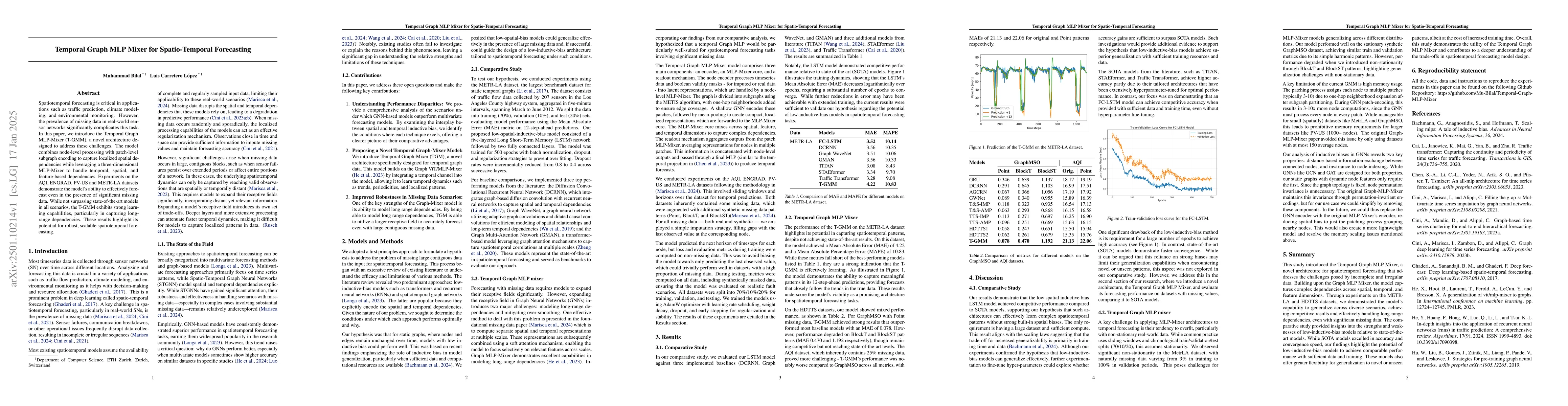 Thumbnail for Temporal Graph MLP Mixer for Spatio-Temporal Forecasting