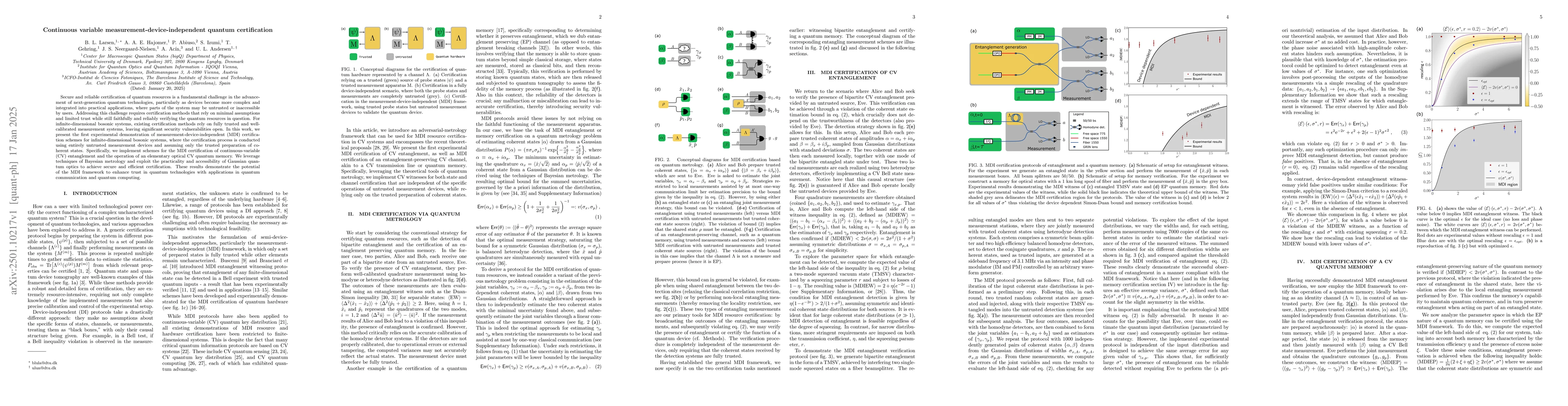 Thumbnail for Continuous variable measurement-device-independent quantum certification