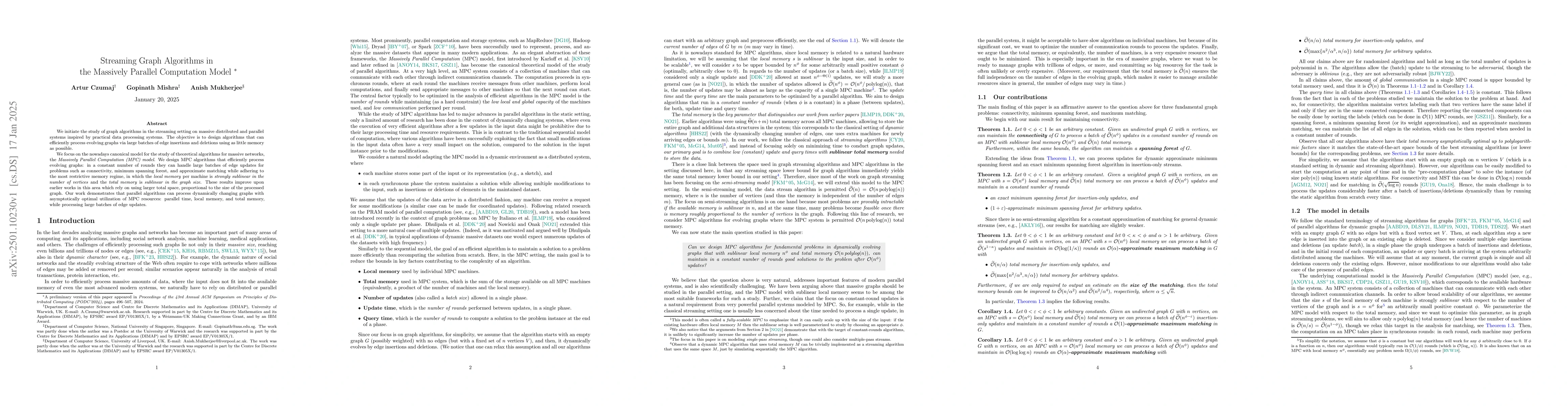 Thumbnail for Streaming Graph Algorithms in the Massively Parallel Computation Model