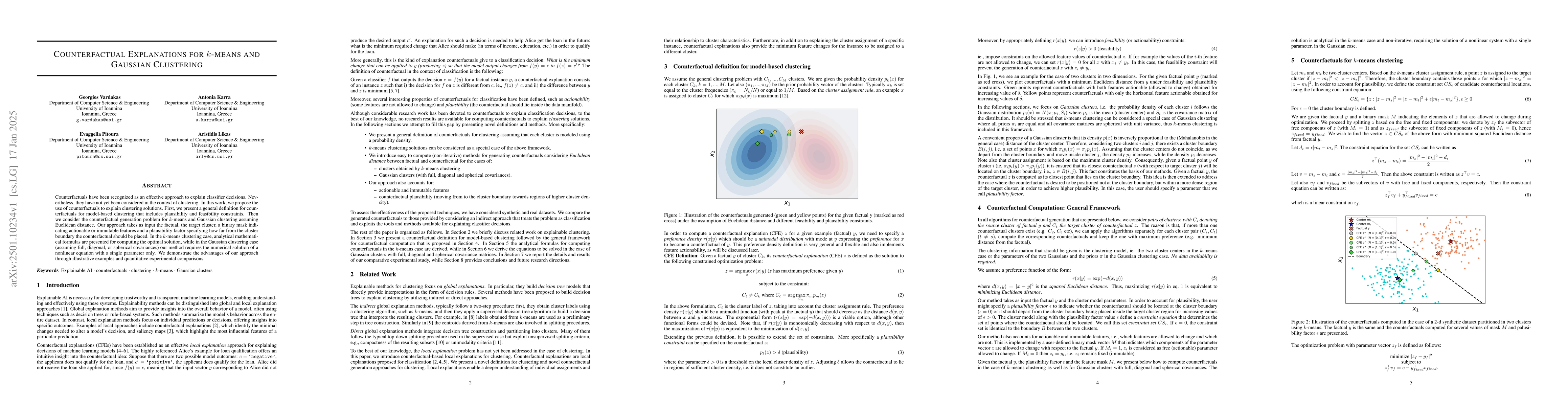 Thumbnail for Counterfactual Explanations for k-means and Gaussian Clustering