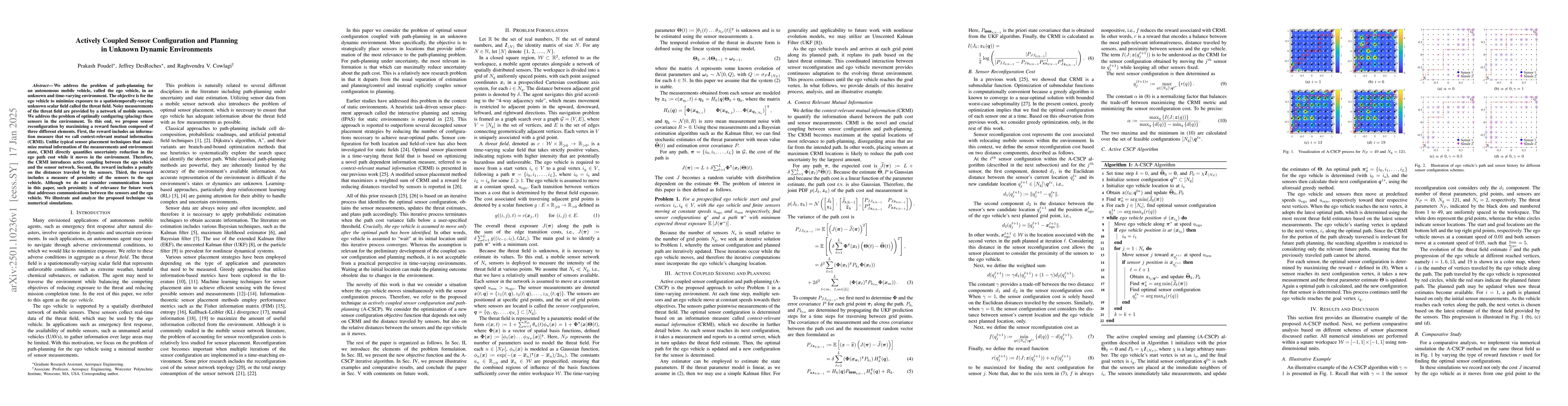 Thumbnail for Actively Coupled Sensor Configuration and Planning in Unknown Dynamic
  Environments