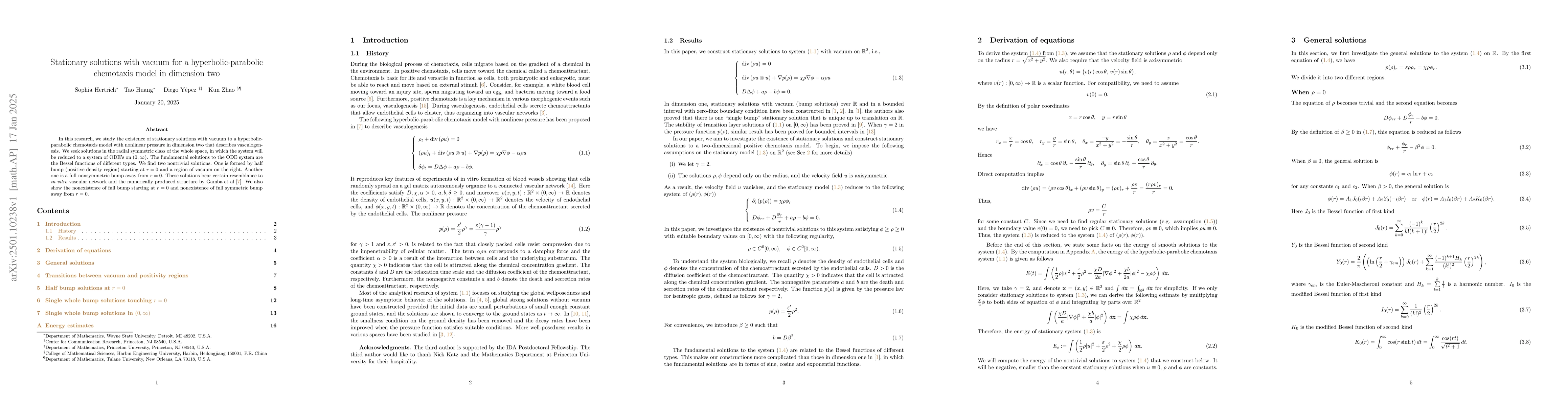 Thumbnail for Stationary solutions with vacuum for a hyperbolic-parabolic chemotaxis
  model in dimension two