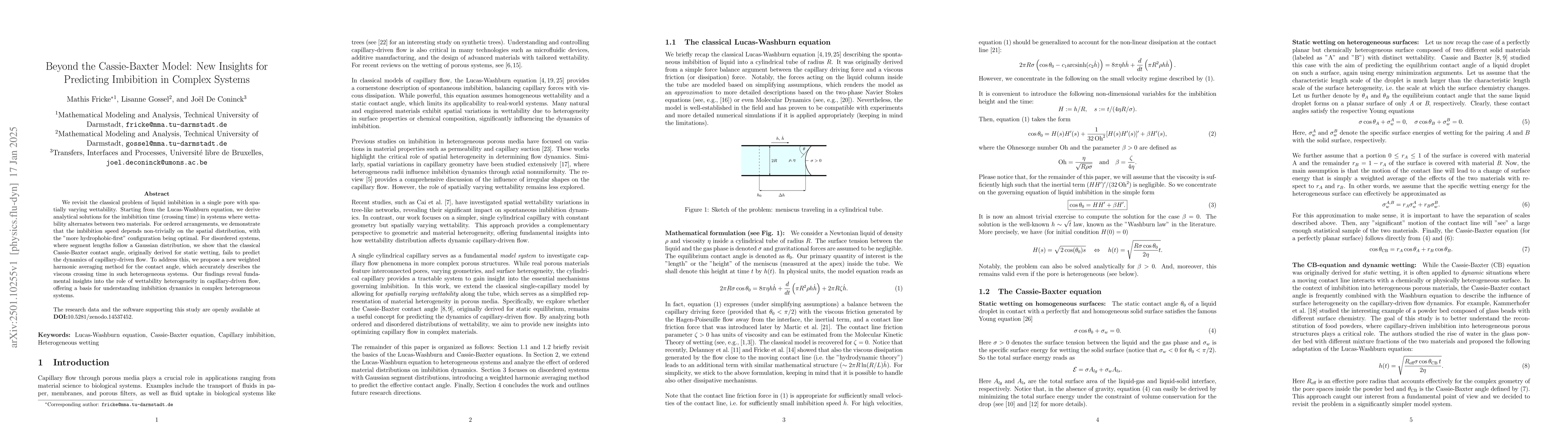 Thumbnail for Beyond the Cassie-Baxter Model: New Insights for Predicting Imbibition
  in Complex Systems