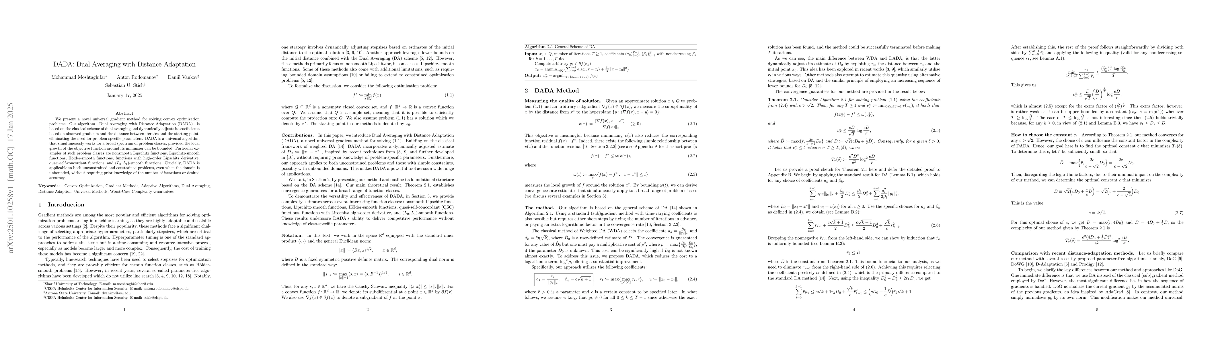 Thumbnail for DADA: Dual Averaging with Distance Adaptation