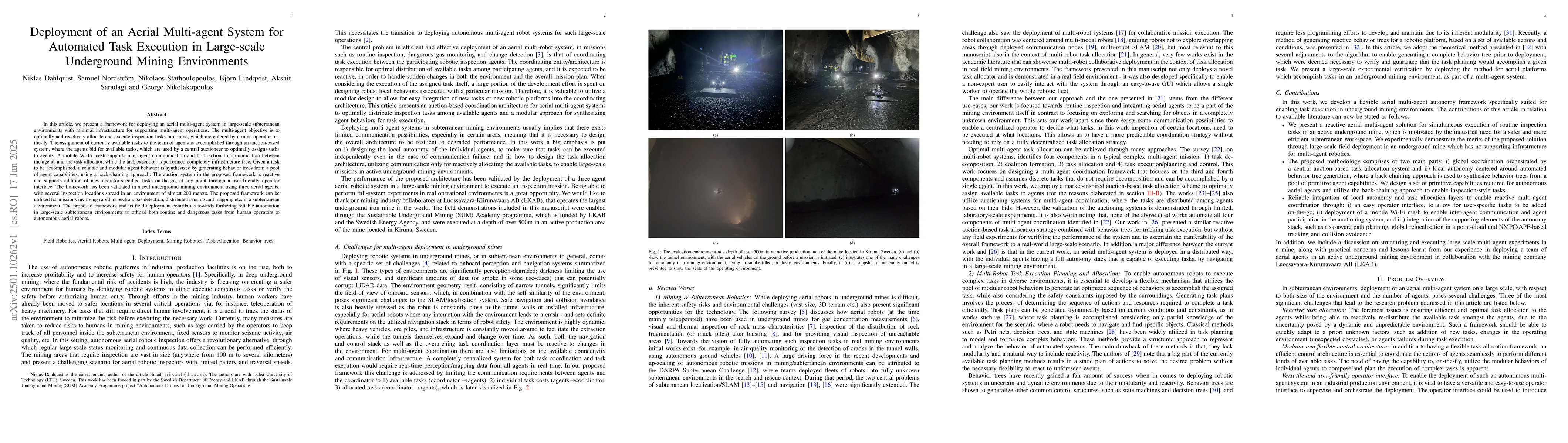 Thumbnail for Deployment of an Aerial Multi-agent System for Automated Task Execution
  in Large-scale Underground Mining Environments
