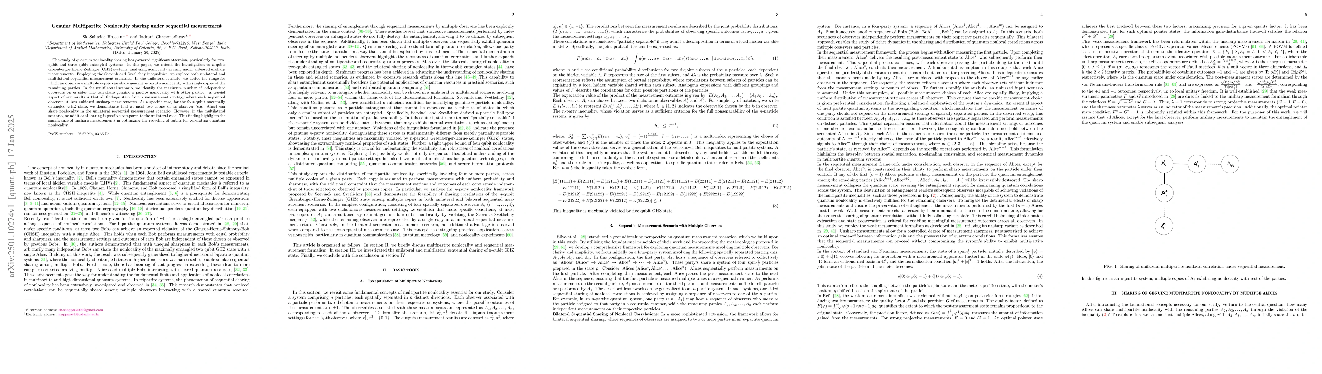 Thumbnail for Genuine Multipartite Nonlocality sharing under sequential measurement