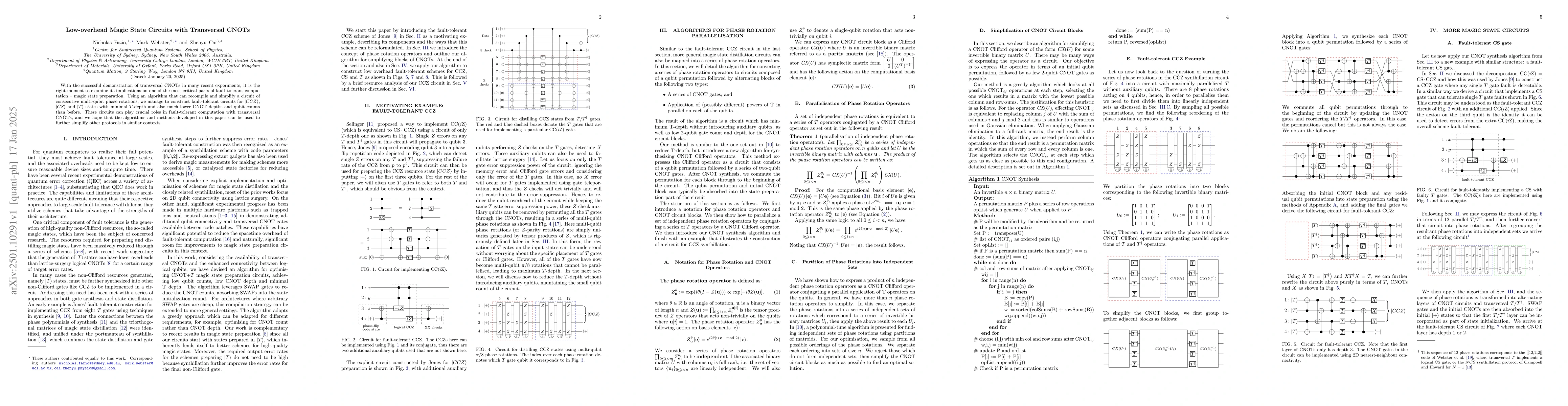 Thumbnail for Low-overhead Magic State Circuits with Transversal CNOTs