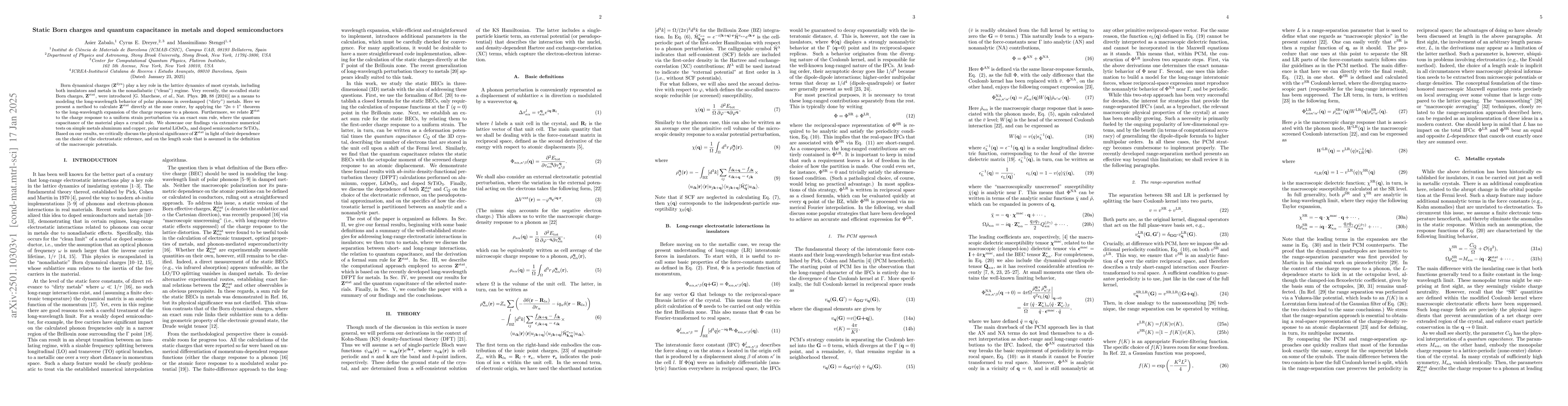 Thumbnail for Static Born charges and quantum capacitance in metals and doped
  semiconductors