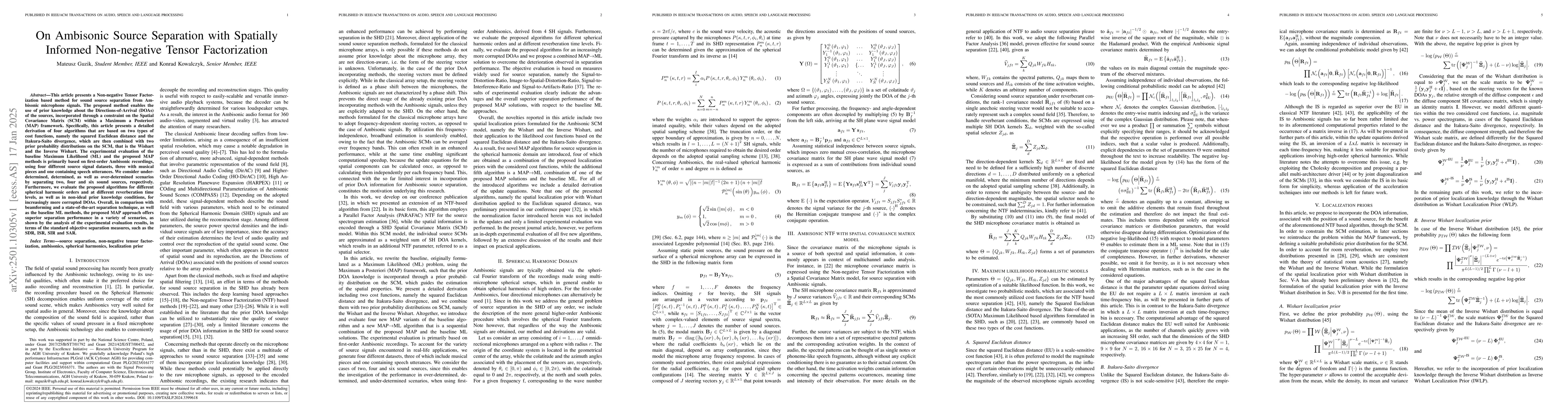Thumbnail for On Ambisonic Source Separation with Spatially Informed Non-negative
  Tensor Factorization