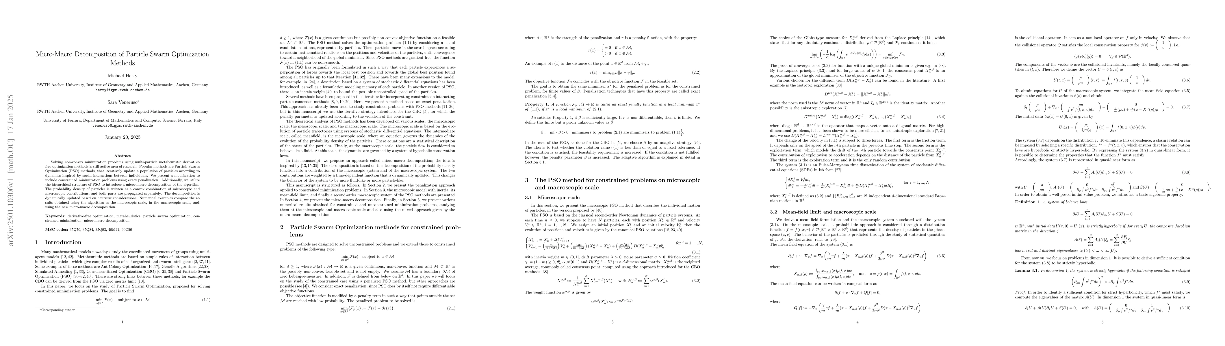 Thumbnail for Micro-Macro Decomposition of Particle Swarm Optimization Methods