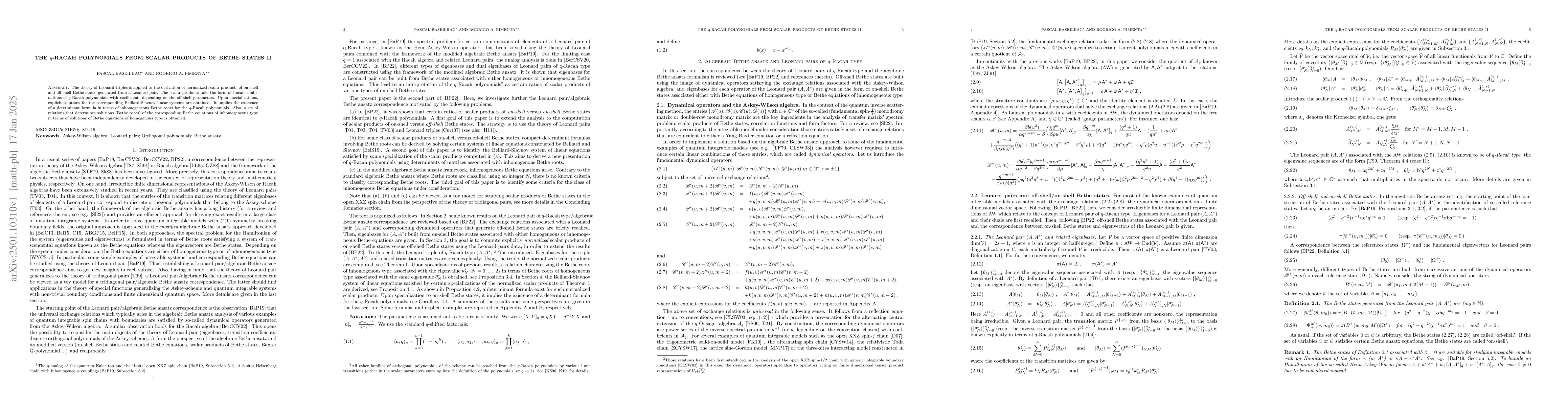 Thumbnail for The $q$-Racah polynomials from scalar products of Bethe states II