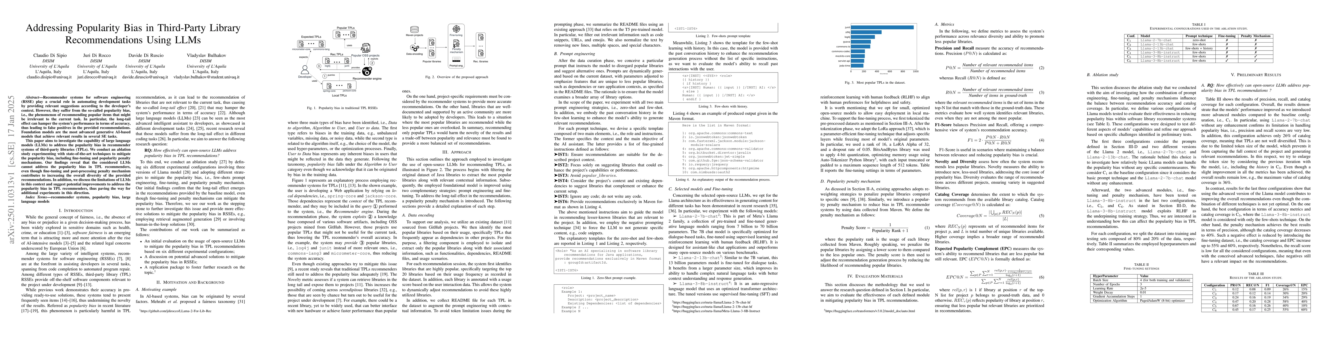 Thumbnail for Addressing Popularity Bias in Third-Party Library Recommendations Using
  LLMs