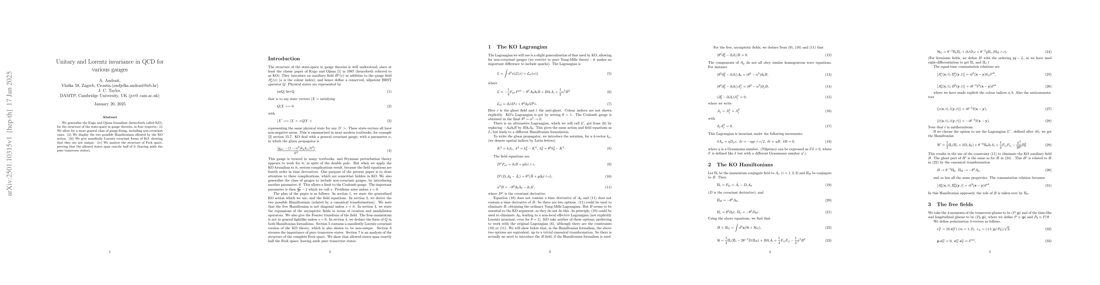 Thumbnail for Unitarity and Lorentz in variance in QCD for a variety of gauges