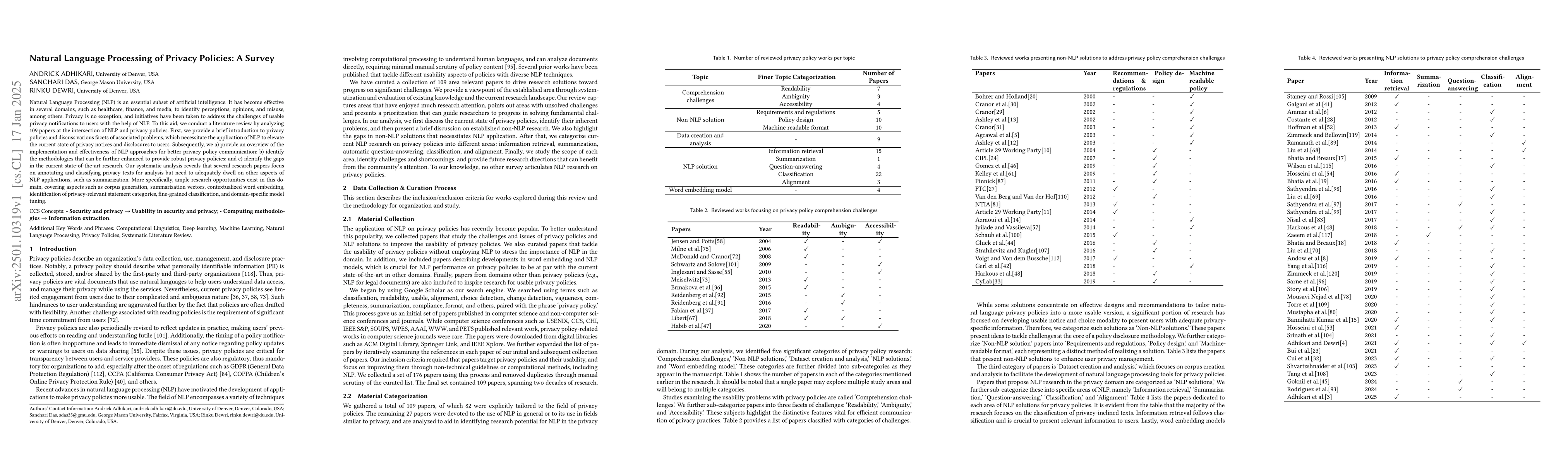 Thumbnail for Natural Language Processing of Privacy Policies: A Survey