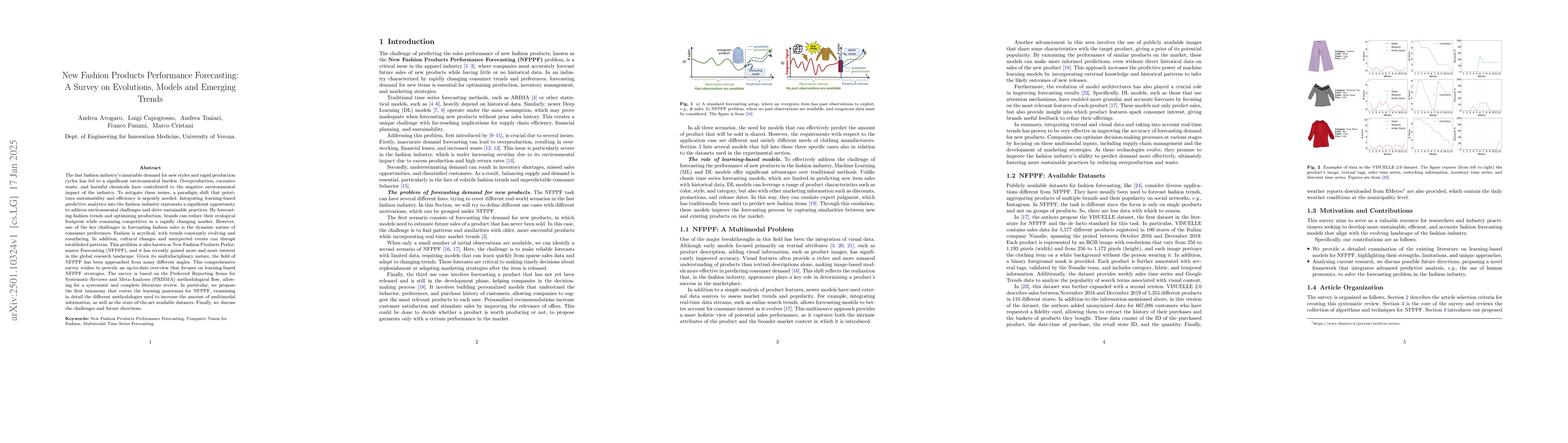 Thumbnail for New Fashion Products Performance Forecasting: A Survey on Evolutions,
  Models and Emerging Trends