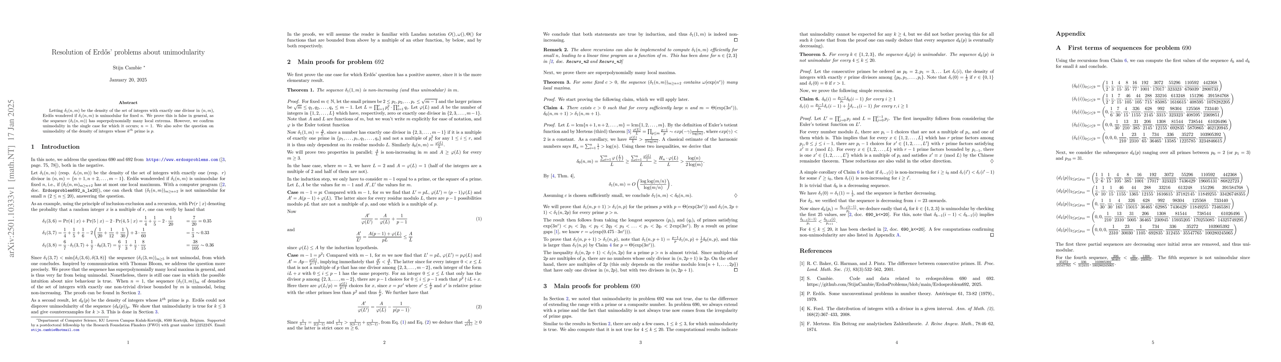 Thumbnail for Resolution of Erdős' problems about unimodularity
