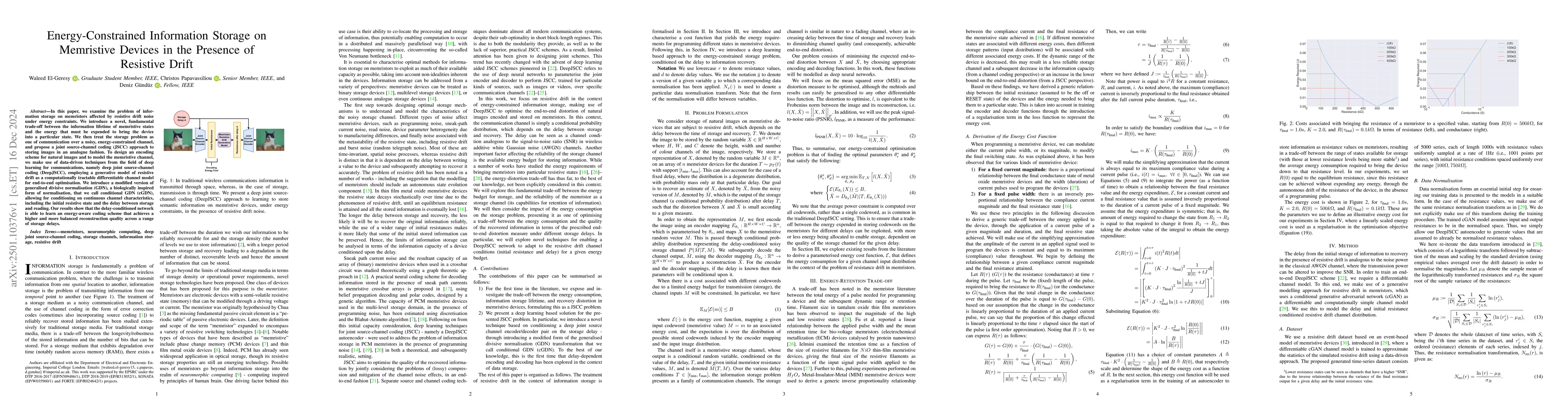 Thumbnail for Energy-Constrained Information Storage on Memristive Devices in the
  Presence of Resistive Drift